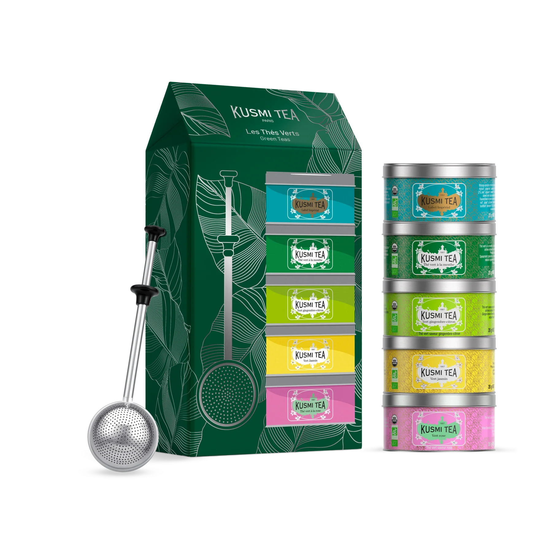 Coffret Les Thés Verts bio avec infuseur à thé